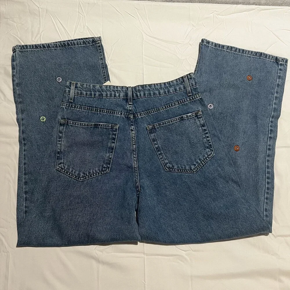 BlueSteel Jeanswear Embroidered Jeans Multicolor Accents Size 42 or 31 waist Den - Picture 7 of 9